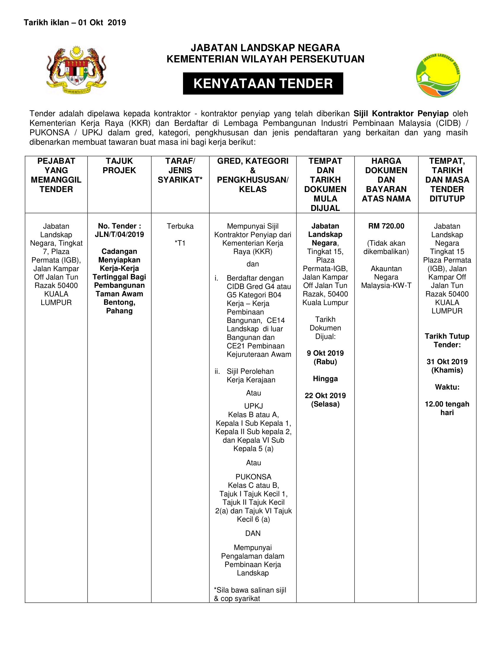 01102019   TENDER BENTONG 1