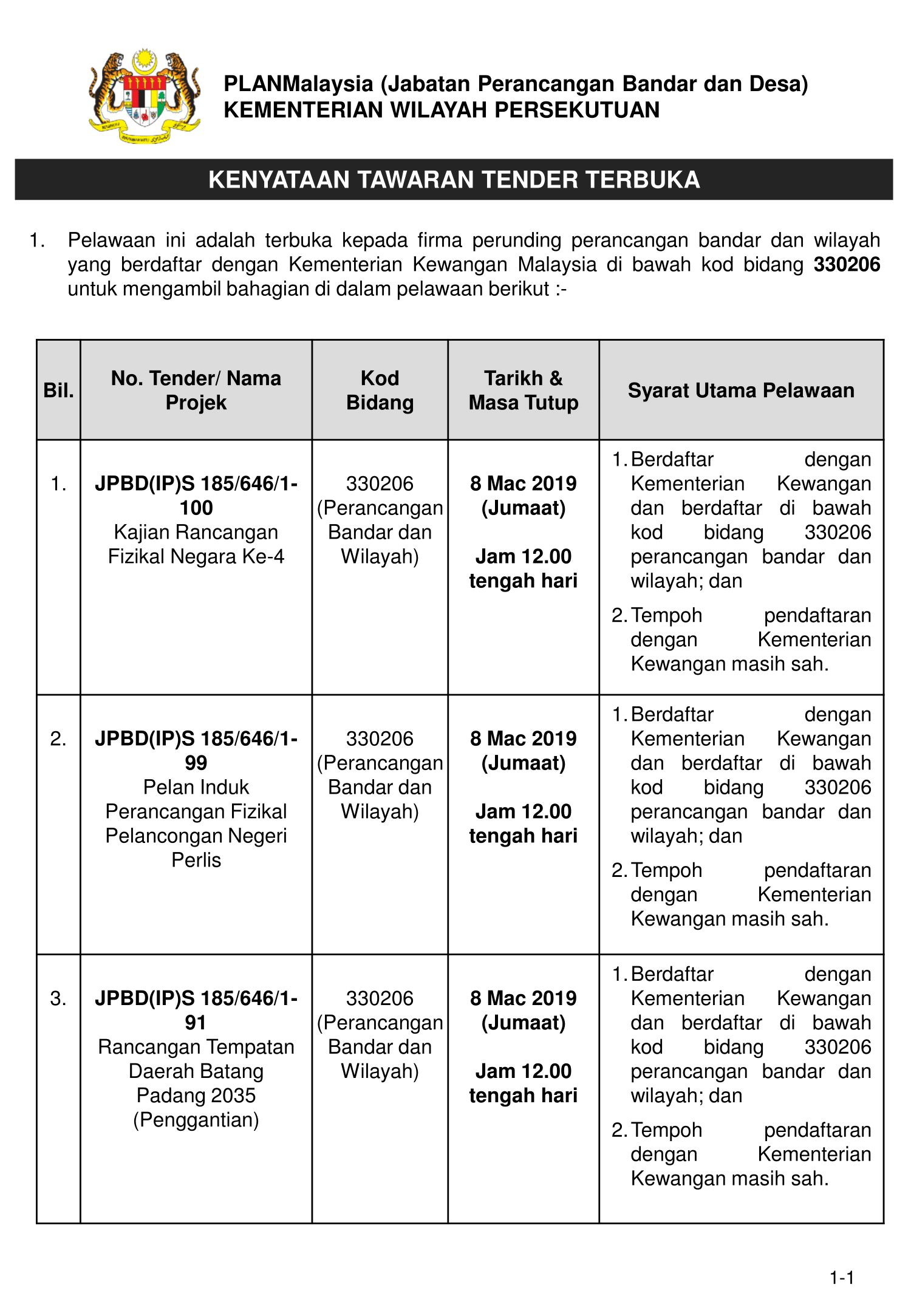 07022019 LAMPIRAN 1 Iklan Tender Terbuka 7 Feb 1