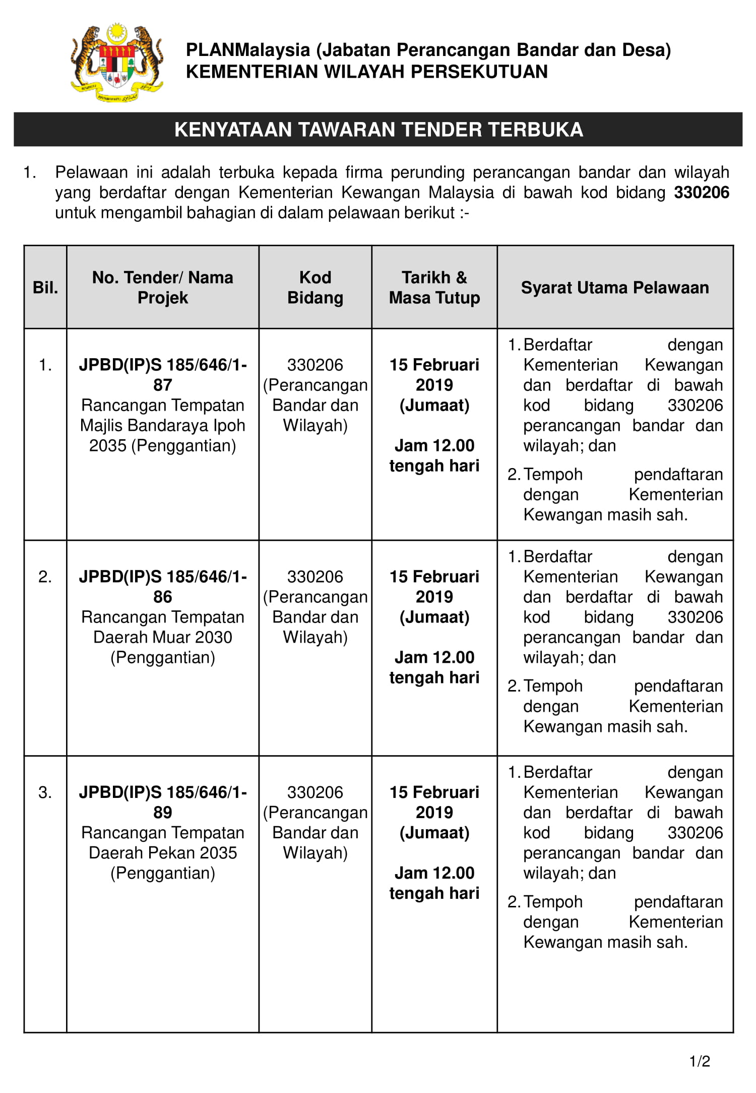 17012019 LAMPIRAN 1 Iklan Tender Terbuka 2019 1