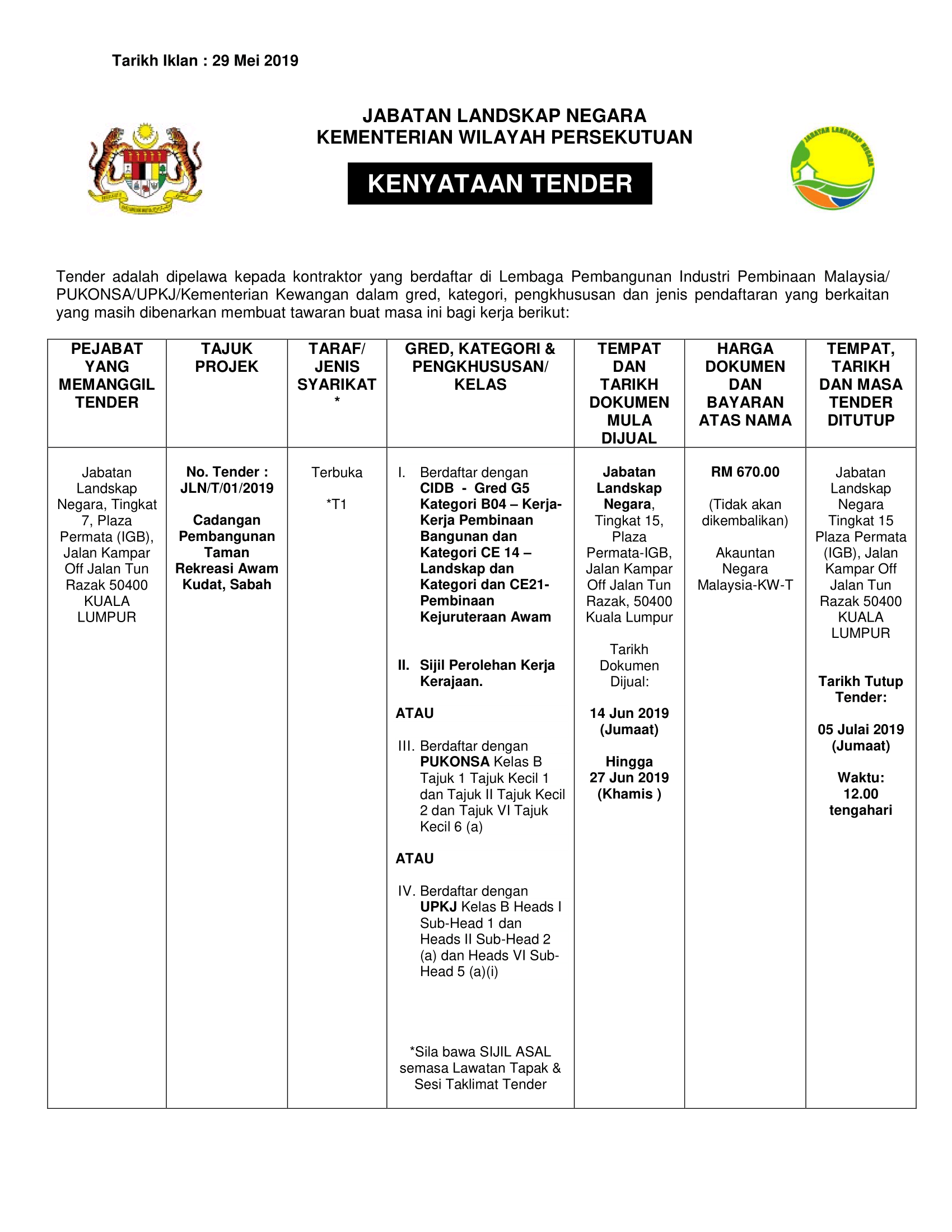 27052019   Cadangan Pembangunan Taman Rekreasi Awam Kudat, Sabah 1